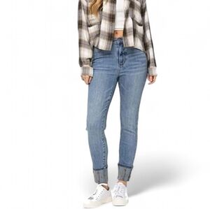 Judy Blue High Waist Southwestern Aztec Print Cuffed Relaxed Fit Jeans Sz 9 | 29